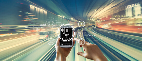 Wall Mural - podcast theme with high speed motion blur