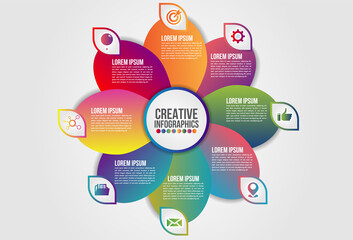 Wall Mural - infographics chart 8 steps options business concept horizontal timeline process template. vector mod
