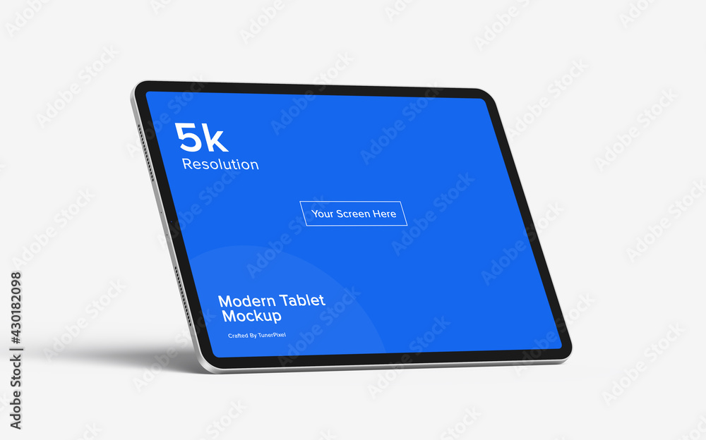 Tablet Mockup | Fully Editable File, Replaceable Screen, Separated Shadow and Background - obrazy, fototapety, plakaty 