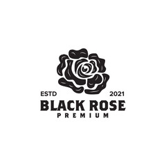 Canvas Print - Black rose flower logo design template