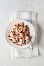 Appetizer Of Fresh Shrimp And Octopus Salad.