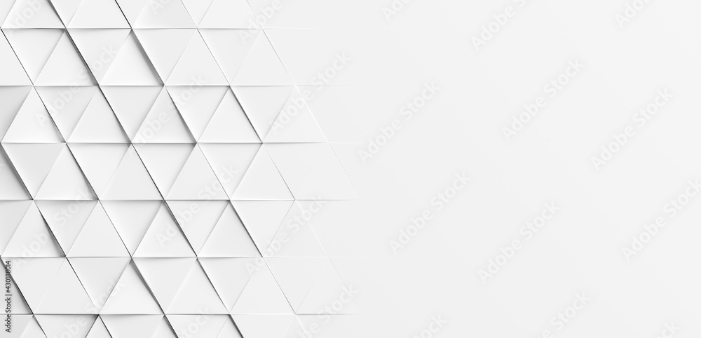 Random rotated white triangles background wallpaper banner with copy space - obrazy, fototapety, plakaty 