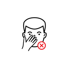 Wall Mural - avoid touching face line icon. clipart image isolated on white background