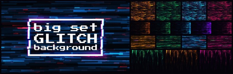 Wall Mural - vector glitch on a black background. abstract texture.