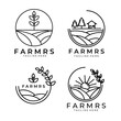 © HFZ13 - set or bundle farms logo line art badge vector illustration design