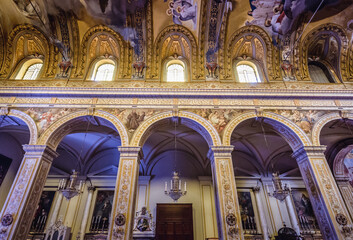 Canvas Print - Interior of Cathedral of St Mary of Announcement in old town of Acireale city on Sicily Island, Italy