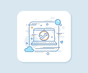 Chart line icon. Abstract vector button. Report graph or Sales growth sign in circle. Analysis and Statistics data symbol. Audit line icon. Laptop concept badge. Vector