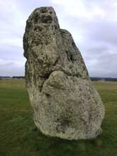 A Standing Rock With Some Moss At Stonehenge, It's Known As The "Heel Stone" Or "Friar's Heel".