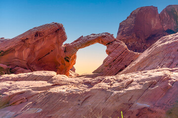 Poster - Natural sandstone arch at the Valley of Fire State Park in Southern Nevada near Las Vegas.