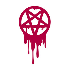 Sticker - mystical bloody pentagram drips down