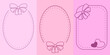 Szablony ramek z kokardką w prostym minimalistycznym stylu na pastelowym różowym tle. Wzór karty podarunkowej, voucher, zaproszenia ślubne, tło dla social media stories.	