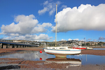 Wall Mural - Boats on the River Teign at low tide	