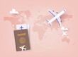 © Olesia_g - Traveling on airplane, planning a summer vacation, tourism. Online ticket concept. 3D Vector Illustrations.