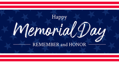 Wall Mural - Vector of US Memorial Day celebration background banner or greeting card, with text and USA flag elements.