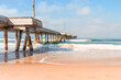 Venice Beach pier with ocean waves in Los Angeles, beautiful postcard view
