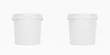 White 1,5l plastic paint can / bucket / container with handle and no label, isolated on white background.