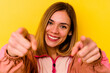 © Asier - Young caucasian woman wearing invisible orthodontics isolated on yellow background