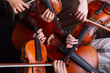 canvas print picture - String quartet (violins, cello, alt (viola)), view from above