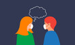 © Arif Arisandi - Illustration of two young women talking wearing a medical face mask. Vector