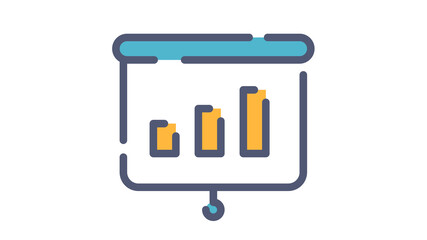 Wall Mural - meeting presentation bar chart single isolated icon with single isolated icon with flat dash or dash