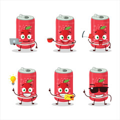 Wall Mural - Apple soda can cartoon character with various types of business emoticons