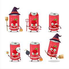 Sticker - Halloween expression emoticons with cartoon character of apple soda can