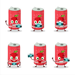 Sticker - Photographer profession emoticon with apple soda can cartoon character