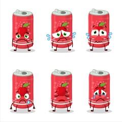 Sticker - Apple soda can cartoon character with sad expression