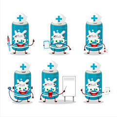 Wall Mural - Doctor profession emoticon with milk can cartoon character