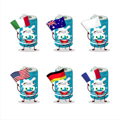 Poster - Milk can cartoon character bring the flags of various countries