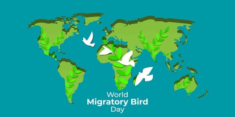  Vector illustration of World Migratory Bird Day, 8 May.