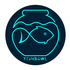 Wall Mural - logo aquarium fish in a bowl from one line