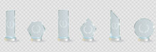 Glass Trophy Awards Template. Vector Prize Isolated On Transparent Background