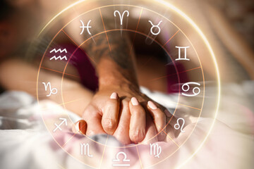 concept of couple having perfect intimate match and love compatibility between zodiac signs