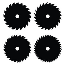 Different Black Silhouettes Of Circular Saw Blades