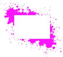 Vector Rectangle Frame From Bright Pink Free Form Spots . Splashes Of Paint And Blots, Abstract Art. Elements For Design Card, Poster, Flyer, Invitation, Menu.