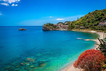 Wall Mural - Tropical beach, turquoise sea, travel destination background 