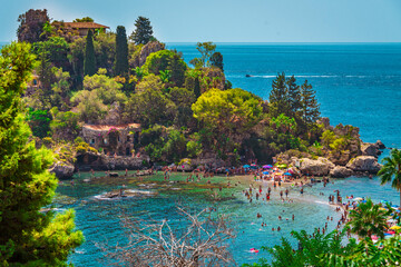 Wall Mural - Isola Bella- a paradise island on the coat of Taormina, Sicily 