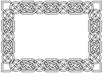 Celtic frame with circles, with shadows. Linear border made with Celtic knots for use in designs for St. Patrick's Day.