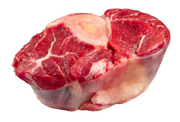 Wall Mural - Isolated raw beef veal shank on the white background