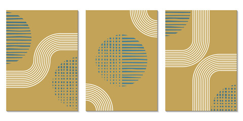 Wall Mural - abstract art background set with geometric shapes. minimal design with circles and lines. contempora