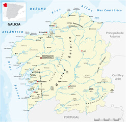 Canvas Print - vector map of the Spanish autonomous communities of galicia