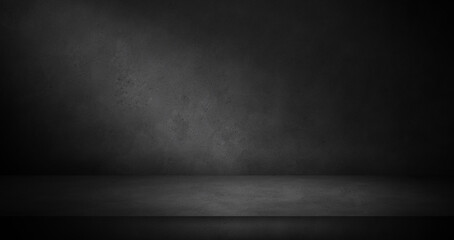 Wall Mural - dark modern concrete room texture, photography or product display background, mock up panoramic bann