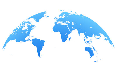 Wall Mural - blue world map globe isolated on white background