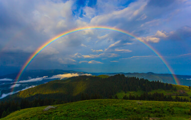  Rainbow over the mountains, Bucegi Mountains, Romania, Prahova County
