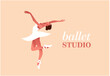 Ballerina and modern dancer flat vector set illustration. Beauty of classic ballet. Young graceful woman ballet dancer wearing tutu. Pointe shoes, pastel colours