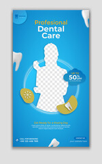 Wall Mural - Dentist and dental care social media story template