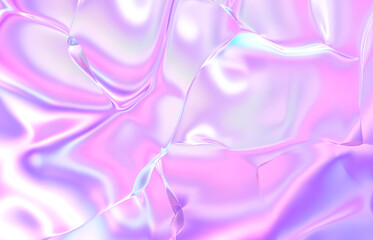 Poster - Abstract geometric crystal background, iridescent texture, liquid. 3d rendering.