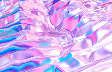 Wall Mural - Abstract geometric crystal background, iridescent texture, liquid. 3d rendering.