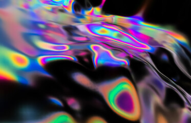 Poster - Abstract geometric crystal background, iridescent texture, liquid. 3d rendering.